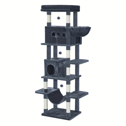 Arbre à Chat en Bois XXL Stable 210cm - Idéal Grands Chats - Poteaux Sisal & Perchoir Large (60cm)