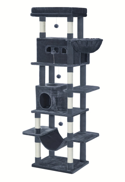 Arbre à Chat en Bois XXL Stable 210cm - Idéal Grands Chats - Poteaux Sisal & Perchoir Large (60cm)