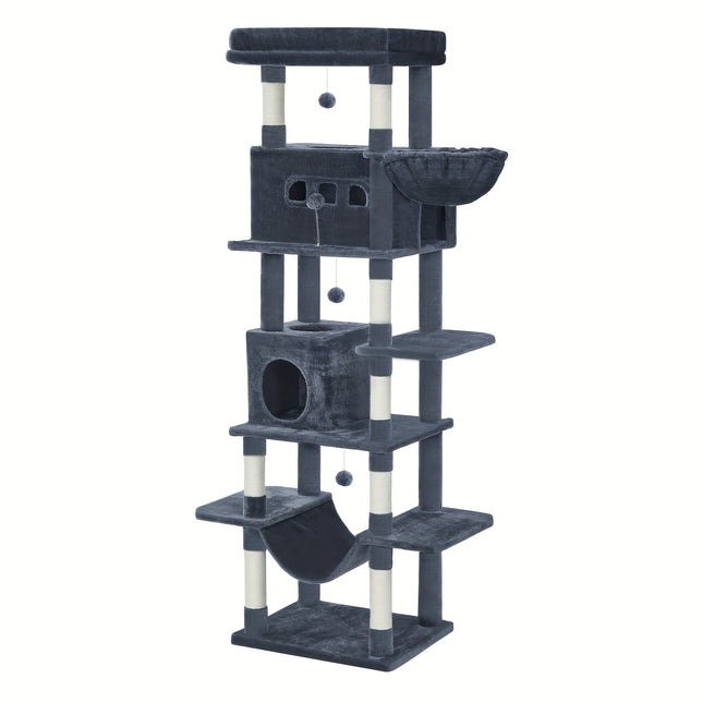 Arbre à Chat en Bois XXL Stable 210cm - Idéal Grands Chats - Poteaux Sisal & Perchoir Large (60cm)